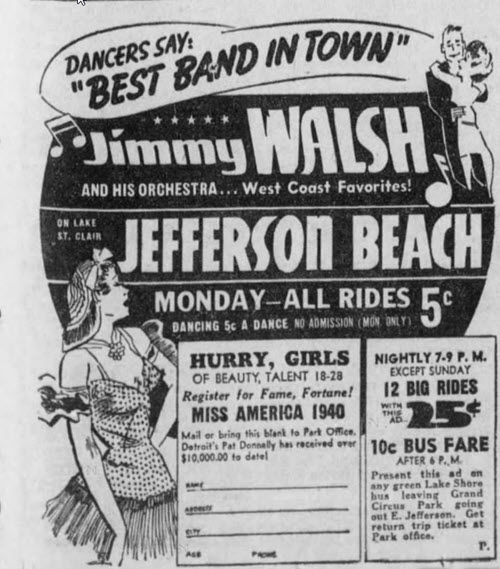 Jefferson Beach Dance Pavillion - AD FROM AUG 11 1940
